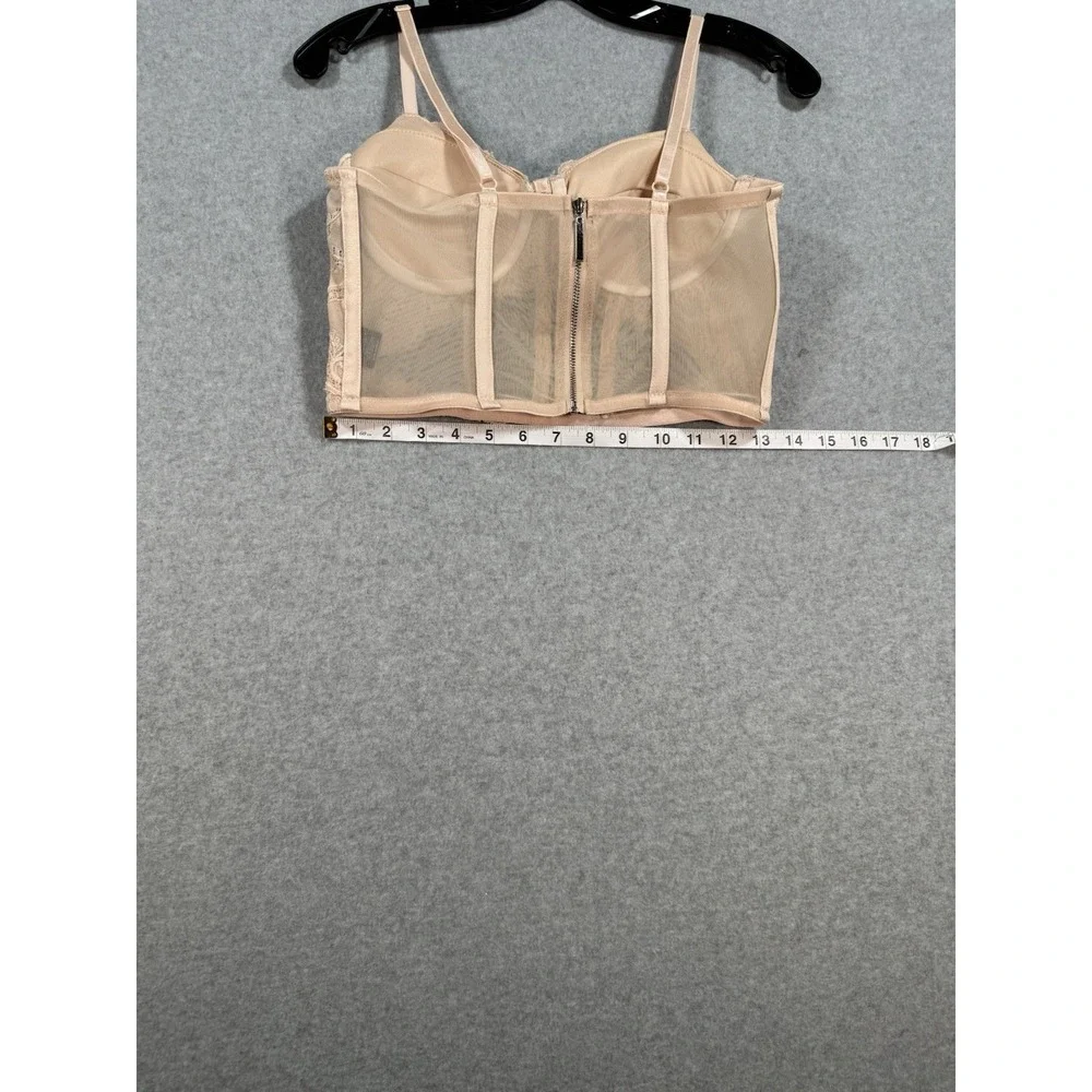 Cream‎ Lace Corset Bustier Top Bra Whimsigoth Style Mesh Underwire Small Bride